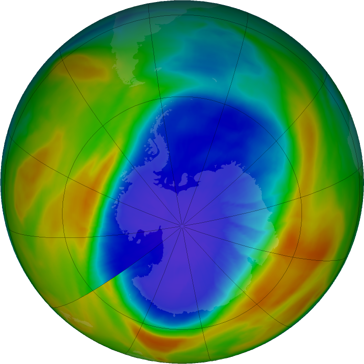 Antarctic ozone map for 18 September 2017